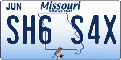 MO license plate SH6S4X