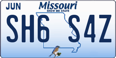 MO license plate SH6S4Z