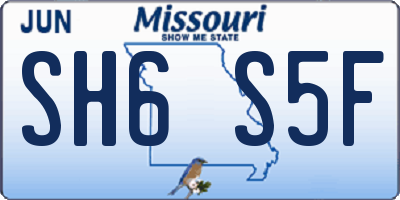 MO license plate SH6S5F