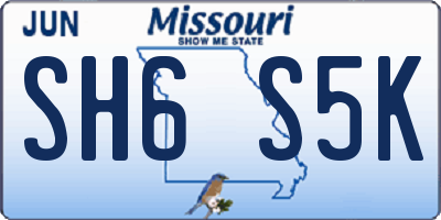MO license plate SH6S5K