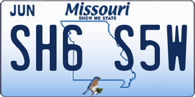 MO license plate SH6S5W