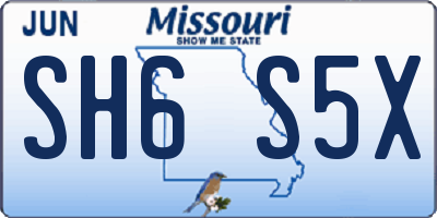 MO license plate SH6S5X