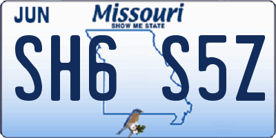 MO license plate SH6S5Z
