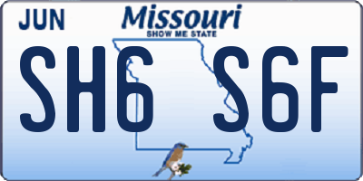 MO license plate SH6S6F