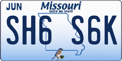 MO license plate SH6S6K