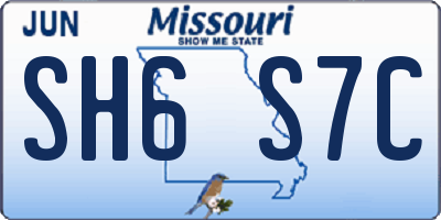 MO license plate SH6S7C