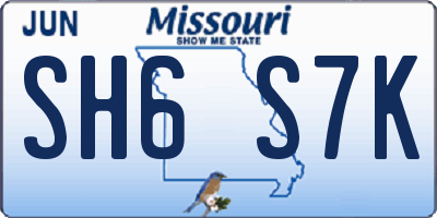 MO license plate SH6S7K