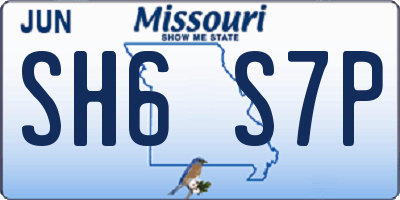 MO license plate SH6S7P