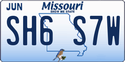 MO license plate SH6S7W