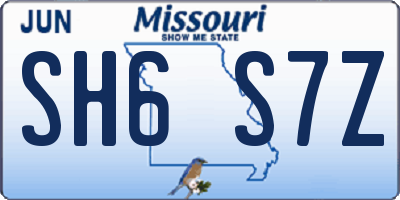 MO license plate SH6S7Z