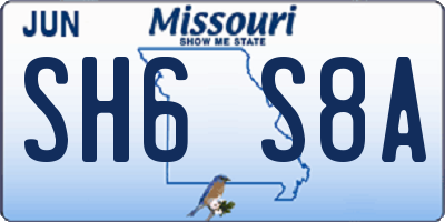 MO license plate SH6S8A