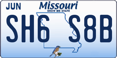 MO license plate SH6S8B