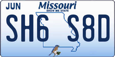 MO license plate SH6S8D