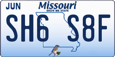 MO license plate SH6S8F