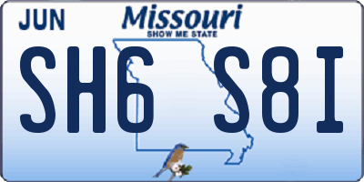 MO license plate SH6S8I