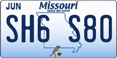 MO license plate SH6S8O