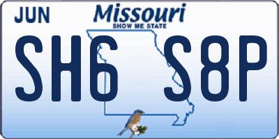 MO license plate SH6S8P
