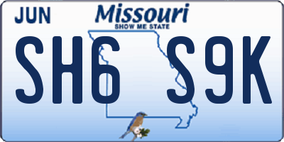 MO license plate SH6S9K
