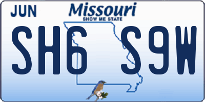 MO license plate SH6S9W