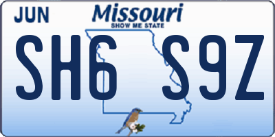 MO license plate SH6S9Z