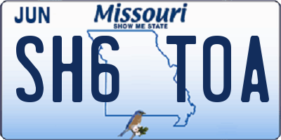 MO license plate SH6T0A