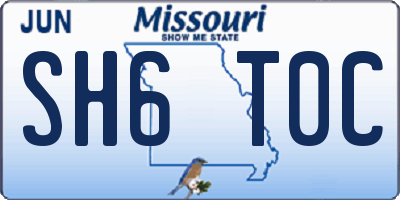 MO license plate SH6T0C