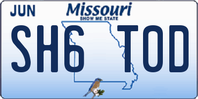MO license plate SH6T0D
