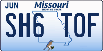 MO license plate SH6T0F