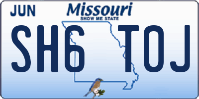 MO license plate SH6T0J