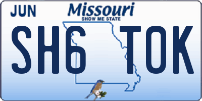 MO license plate SH6T0K