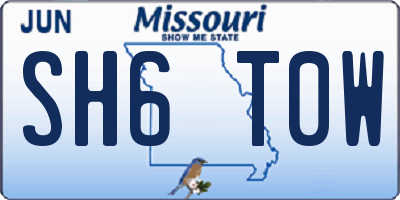 MO license plate SH6T0W