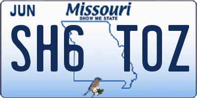 MO license plate SH6T0Z