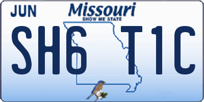 MO license plate SH6T1C