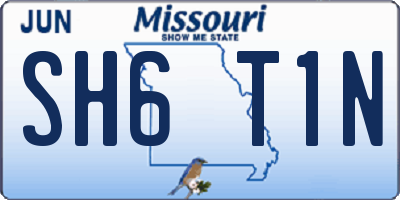 MO license plate SH6T1N