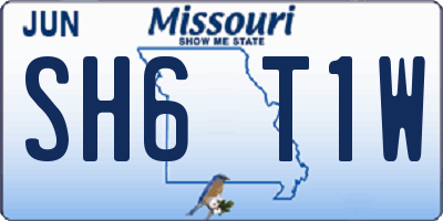 MO license plate SH6T1W