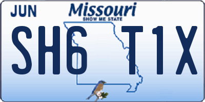 MO license plate SH6T1X