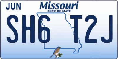 MO license plate SH6T2J