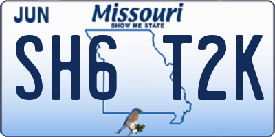 MO license plate SH6T2K