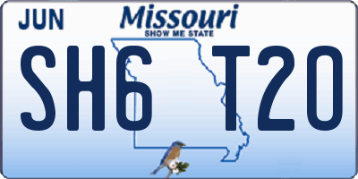 MO license plate SH6T2O