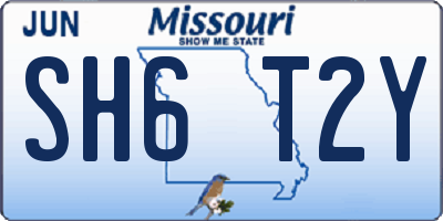 MO license plate SH6T2Y