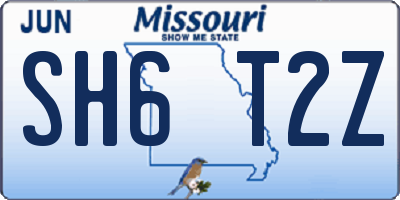 MO license plate SH6T2Z