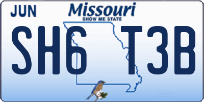 MO license plate SH6T3B