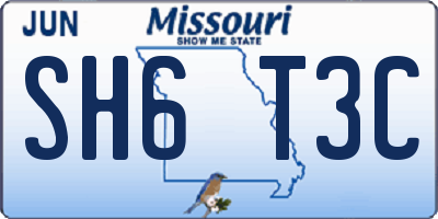 MO license plate SH6T3C