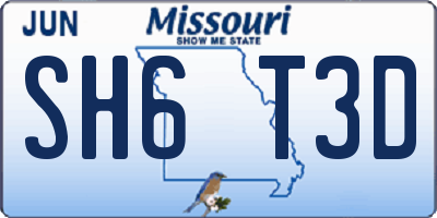 MO license plate SH6T3D