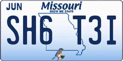 MO license plate SH6T3I