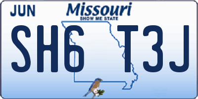MO license plate SH6T3J