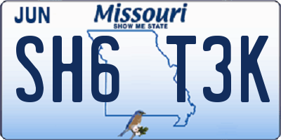 MO license plate SH6T3K