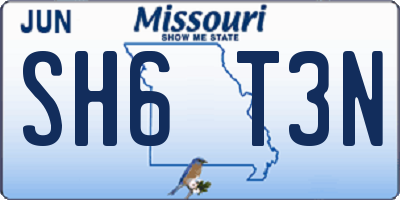 MO license plate SH6T3N