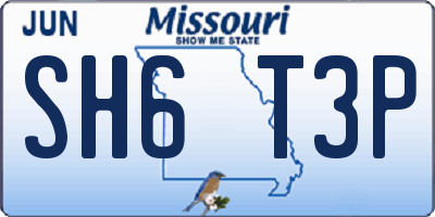 MO license plate SH6T3P