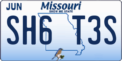 MO license plate SH6T3S